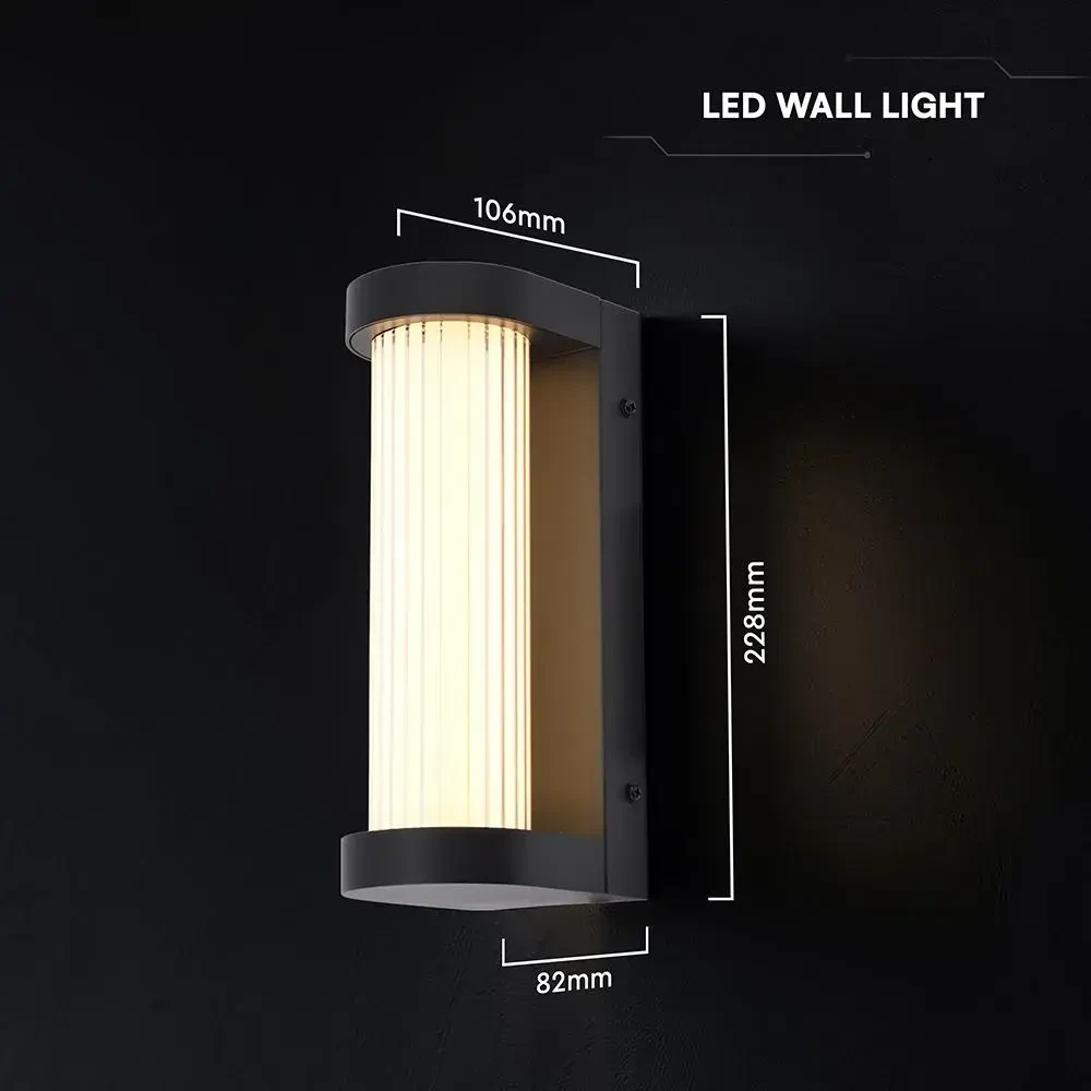 applique led da esterno v-tac vt-10180 8w 3000k nera ip44 - dettaglio 2