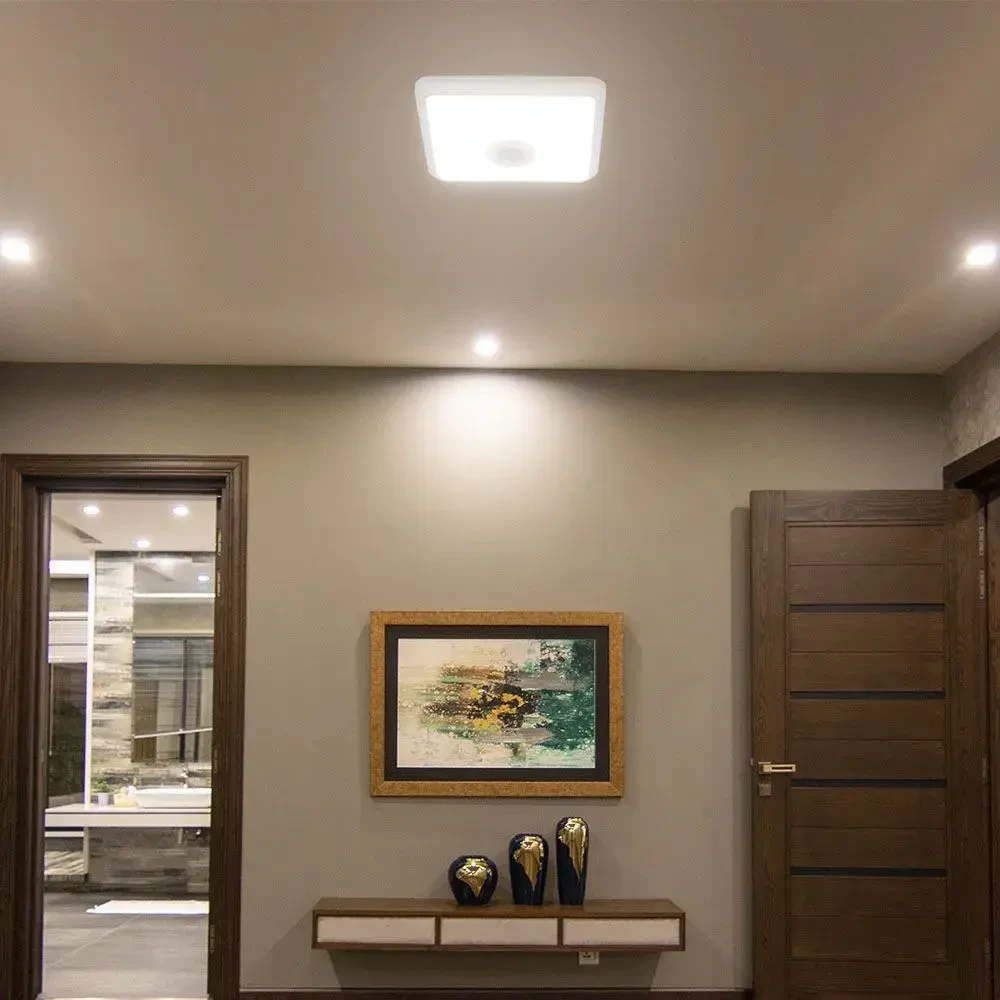 plafoniera led v-tac vt-81003 quadrata 12w cct con sensore pir