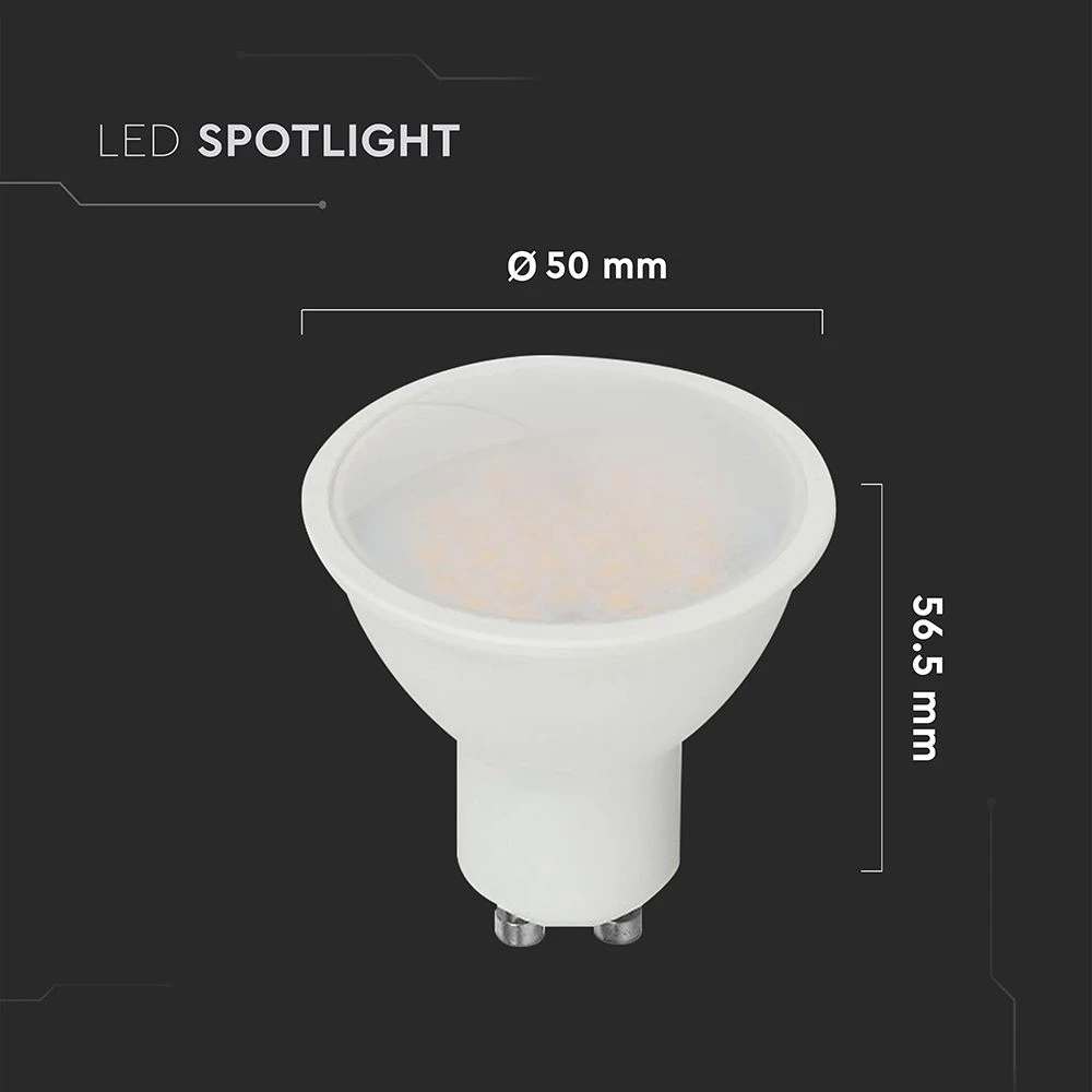 lampadina led gu10 v-tac vt-271 10w 6500k 100° copertura satinata - dettaglio 3
