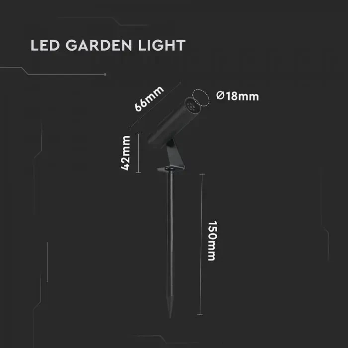 faretto led da giardino v-tac vt-10182-rd 2w 3000k con picchetto ip65 - dettaglio 3