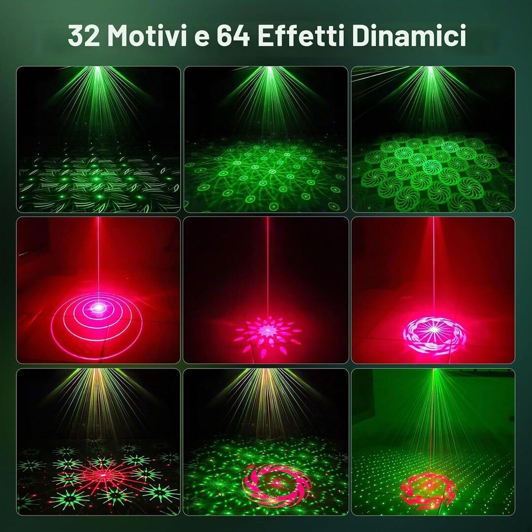 mini party light foyu minilight proiettore ricaricabile rosso verde con effetti musicali - dettaglio 2