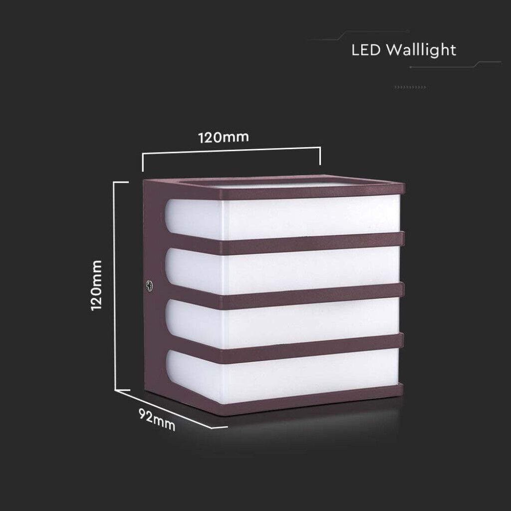 applique led da esterno v-tac vt-732 8w marrone 3000k ip65 - dettaglio 3