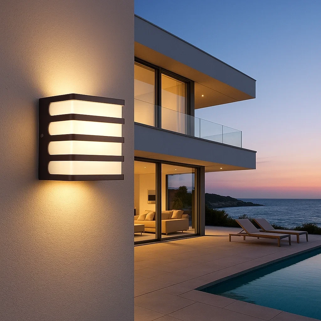 applique led da esterno v-tac vt-732 8w marrone 3000k ip65