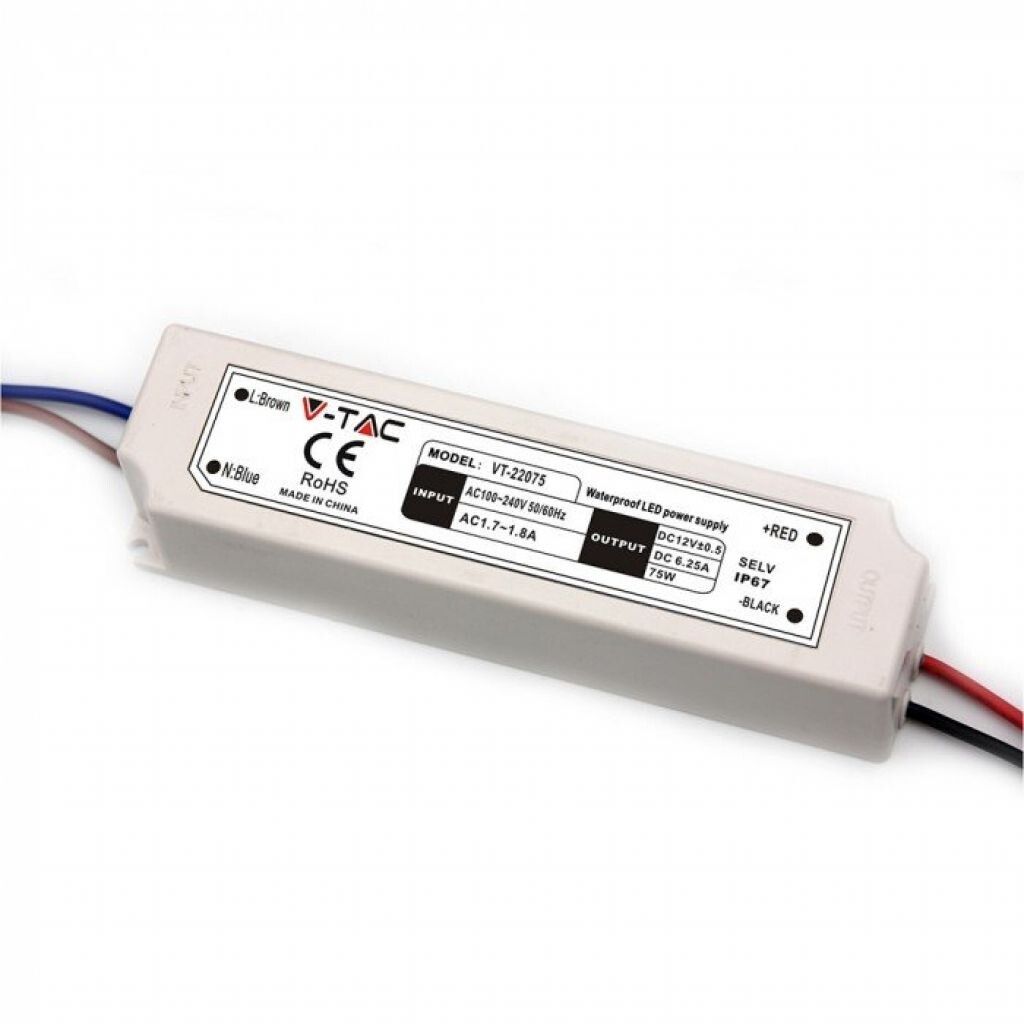 alimentatore led v-tac vt-22075 75w 12v 6a ip67