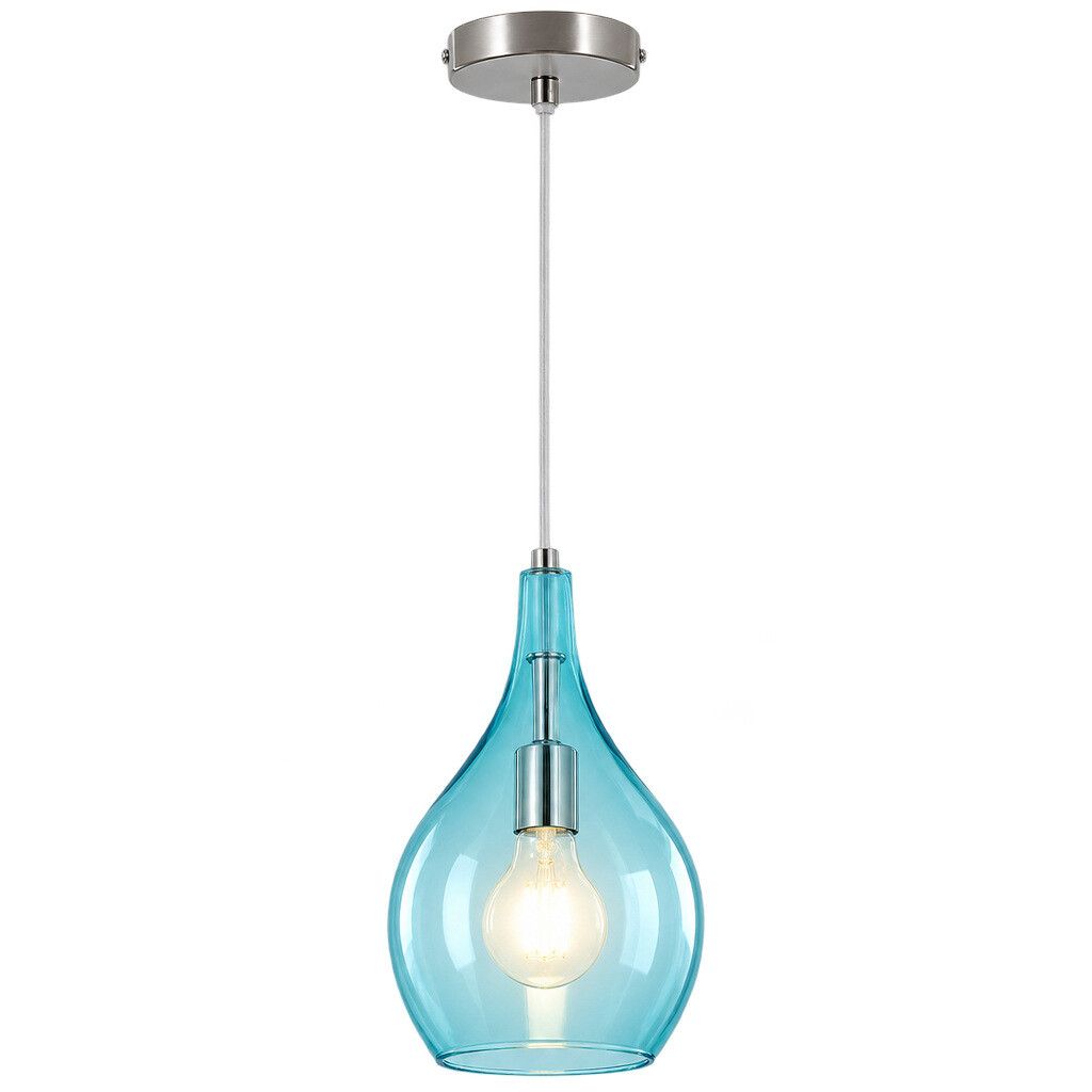lampadario a sospensione vivalamp v727 azzurro in vetro con attacco e27 - dettaglio 2