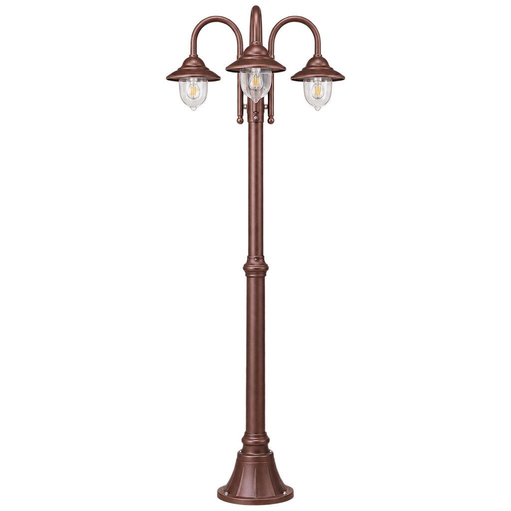 lampione da giardino 3 luci universo pt-03c e27 ip54 rosso ruggine - dettaglio 2