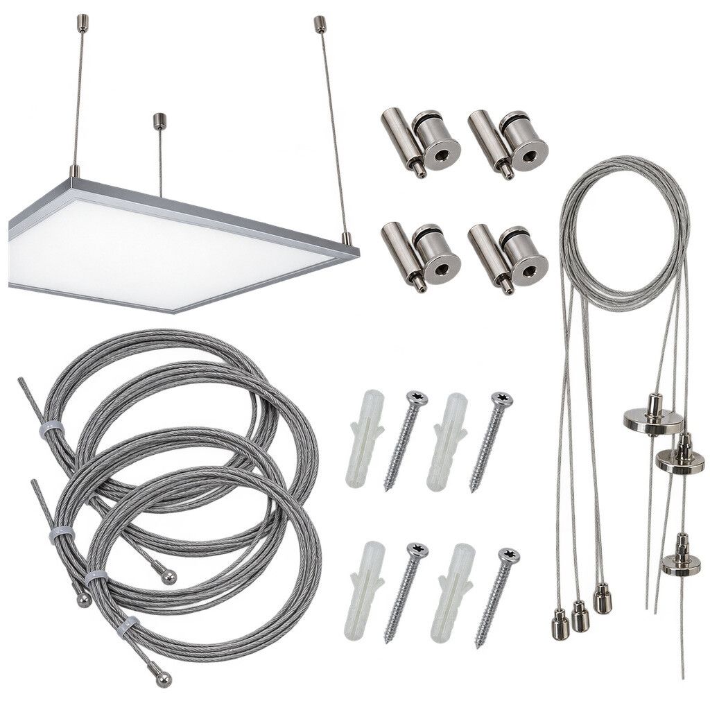 kit sospensione universo p-600-s per pannelli led con 4 cavi da 120 cm