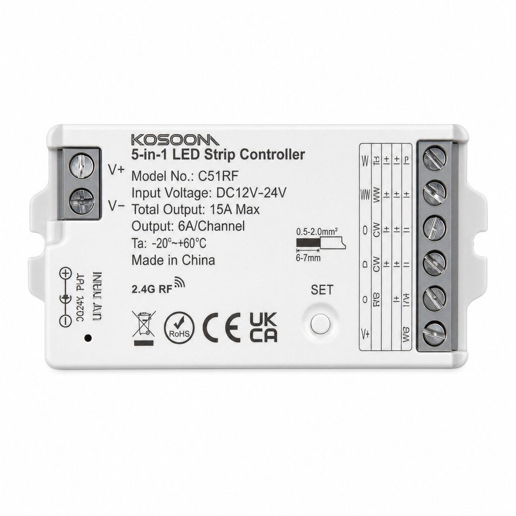regolatore per strisce led kossom c51rf 5 in 1 rf 12-24 v 15 a