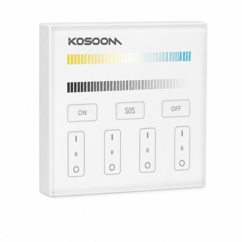 telecomando da parete kossom kb-2 wr02rf per led monocolore e cct 4 zone