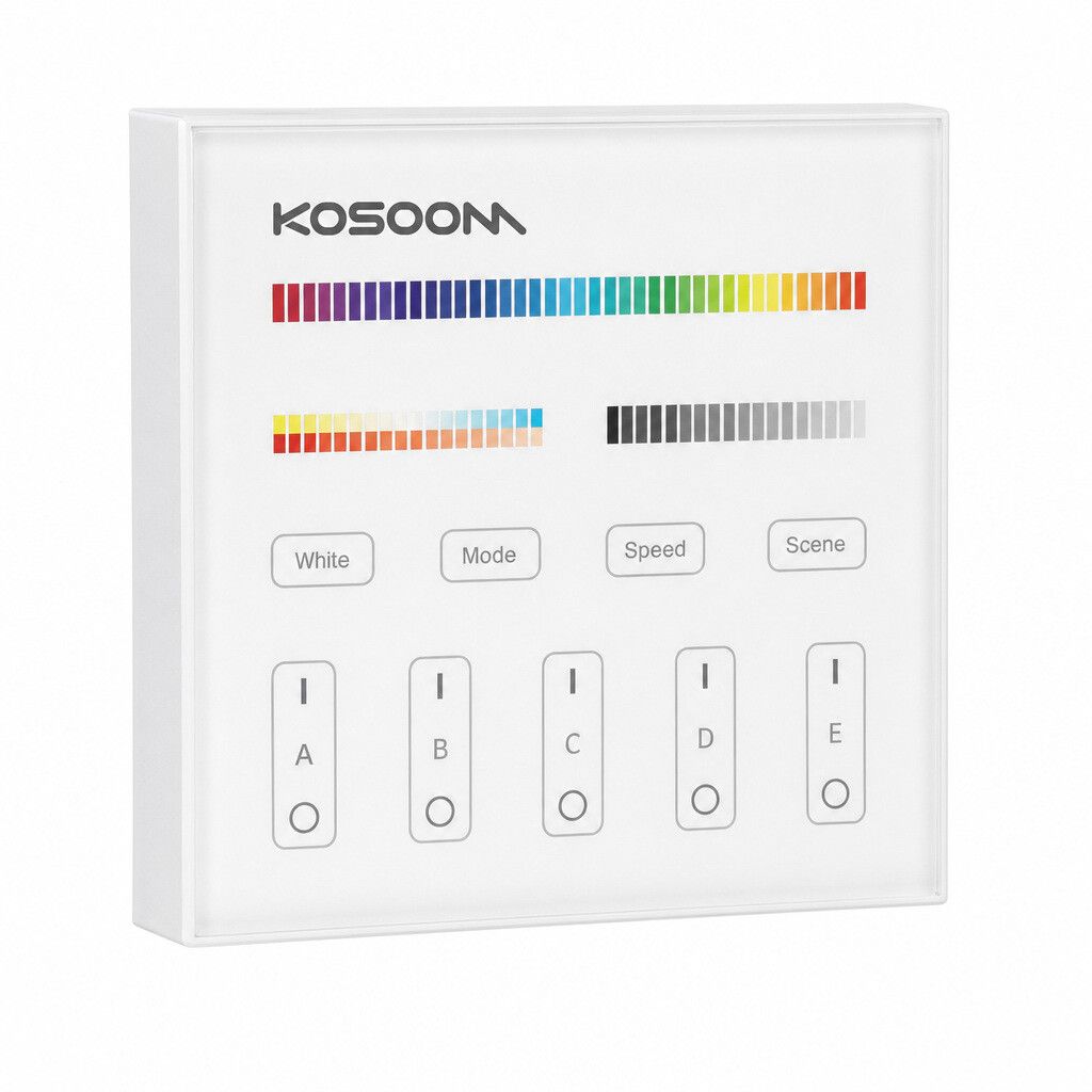telecomando da parete kossom wr01rf 2,4 ghz per strisce led rgb rgbw e rgb+cct