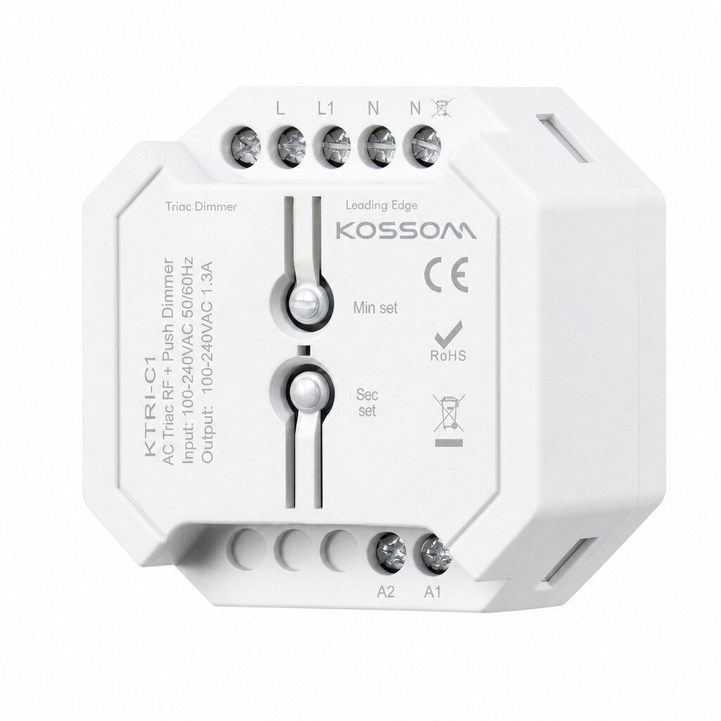 regolatore triac kossom ktri-c1 rf e pulsante per led dimmerabili