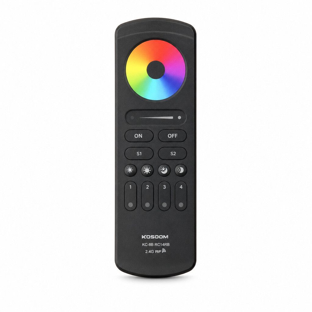 telecomando rf kossom kc-8b rc14rb 2,4 ghz 4 zone per strisce led monocolore e cct