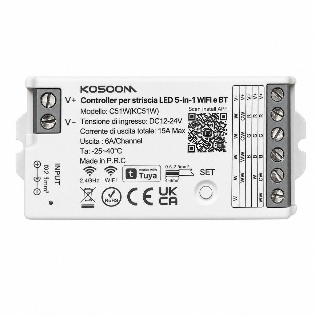 controller led 5 in 1 kossom c51w ksc51w wifi bluetooth 12-24 v