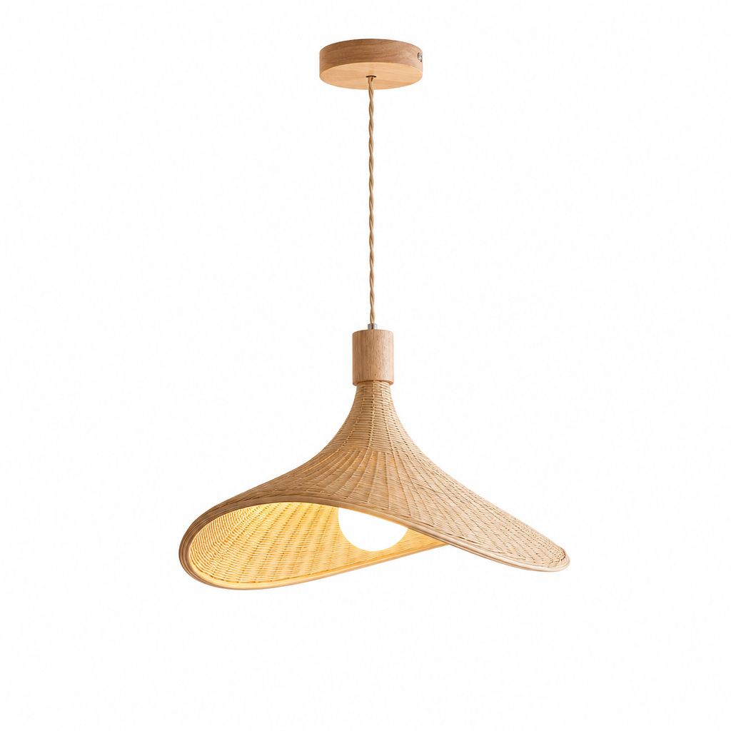 lampadario a sospensione universo lp-61 in legno e bambu con attacco e27