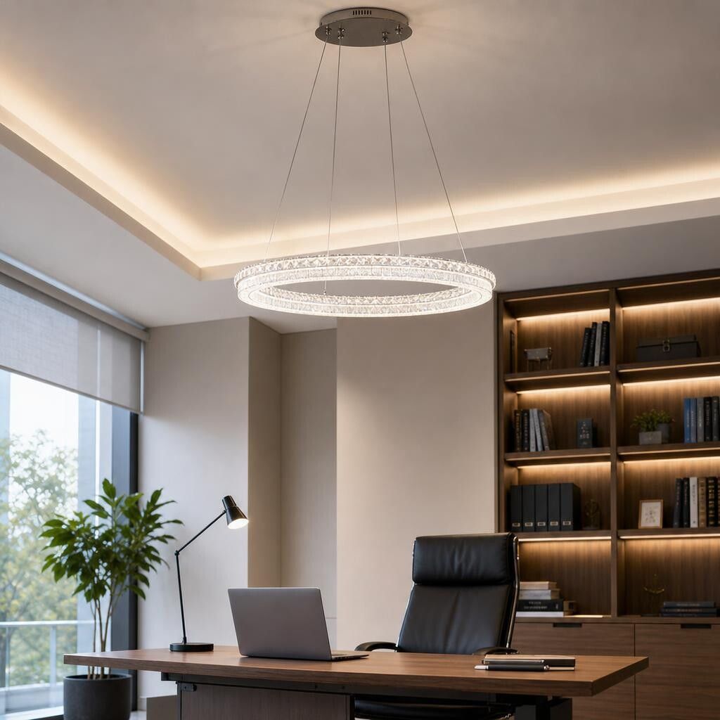 lampadario led sospeso universo 3 color a77-3c dimmerabile con cristalli
