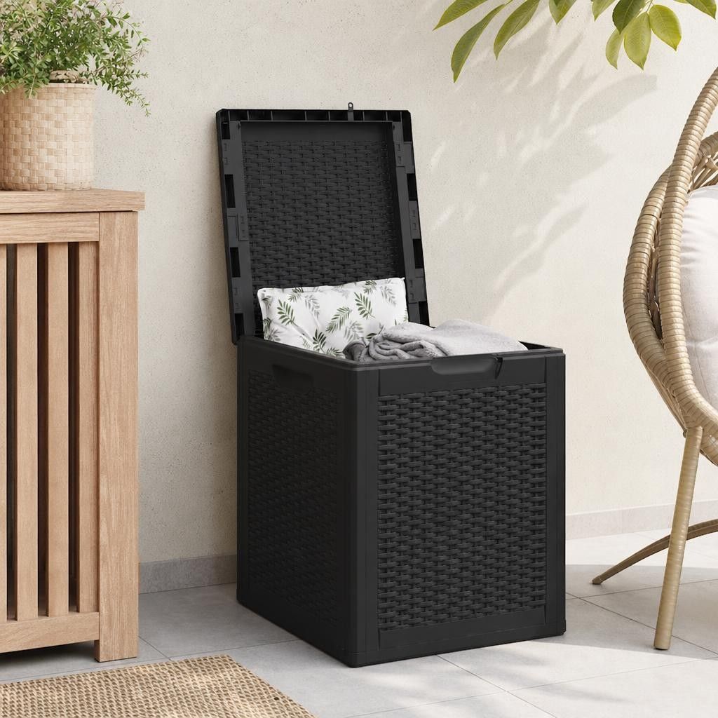 Baule da Giardino 90 L Nero in Rattan PP