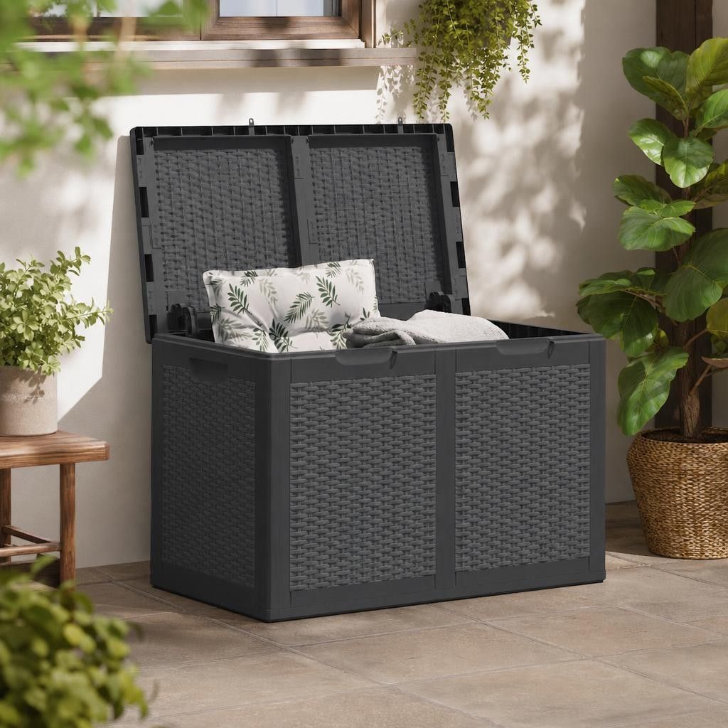 Baule da Giardino 180 L Nero in Rattan PP