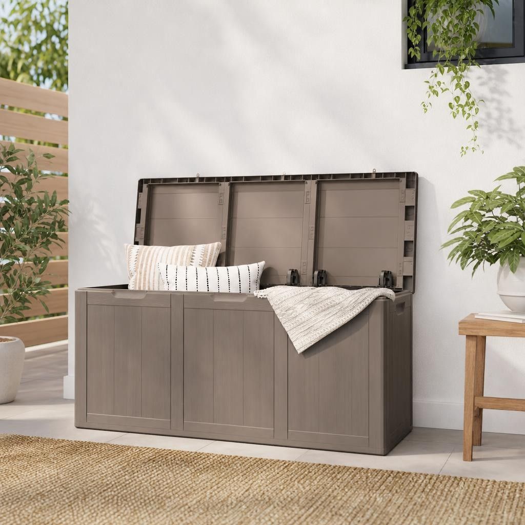 Baule da Giardino 270 L Marrone Aspetto legno in PP