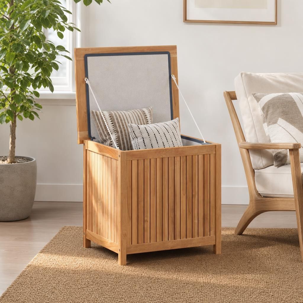 Baule da Giardino 60x50x58 cm in Legno Massello di Teak