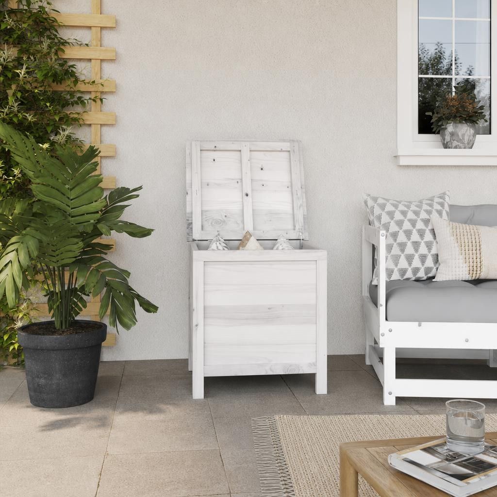 Contenitore Giardino Bianco 50x49x56,5 cm Legno Massello Abete