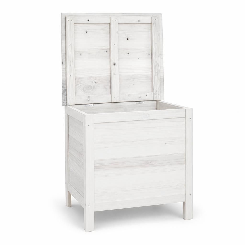Contenitore Giardino Bianco 50x49x56,5 cm Legno Massello Abete