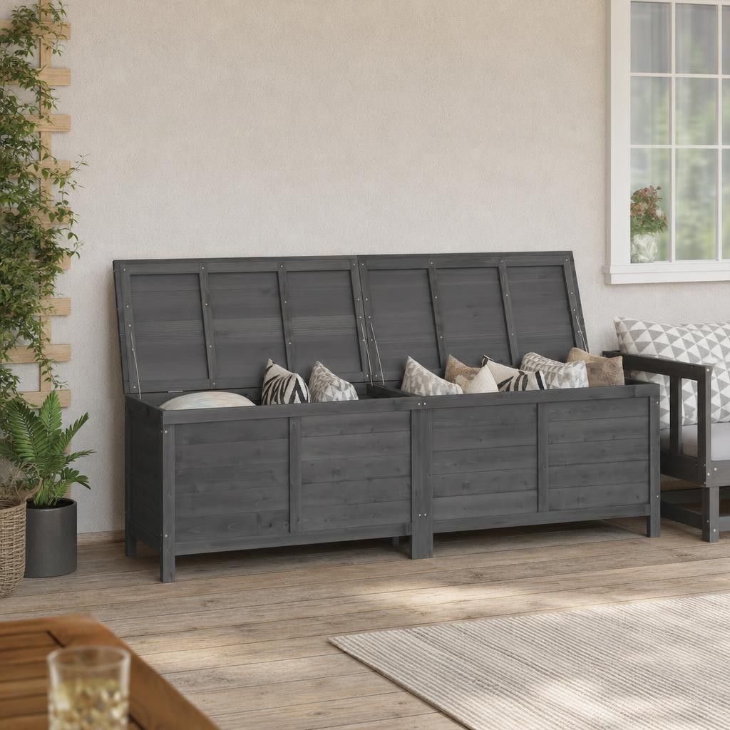 Contenitore Giardino Antracite 198,5x50x56,5 cm Massello Abete