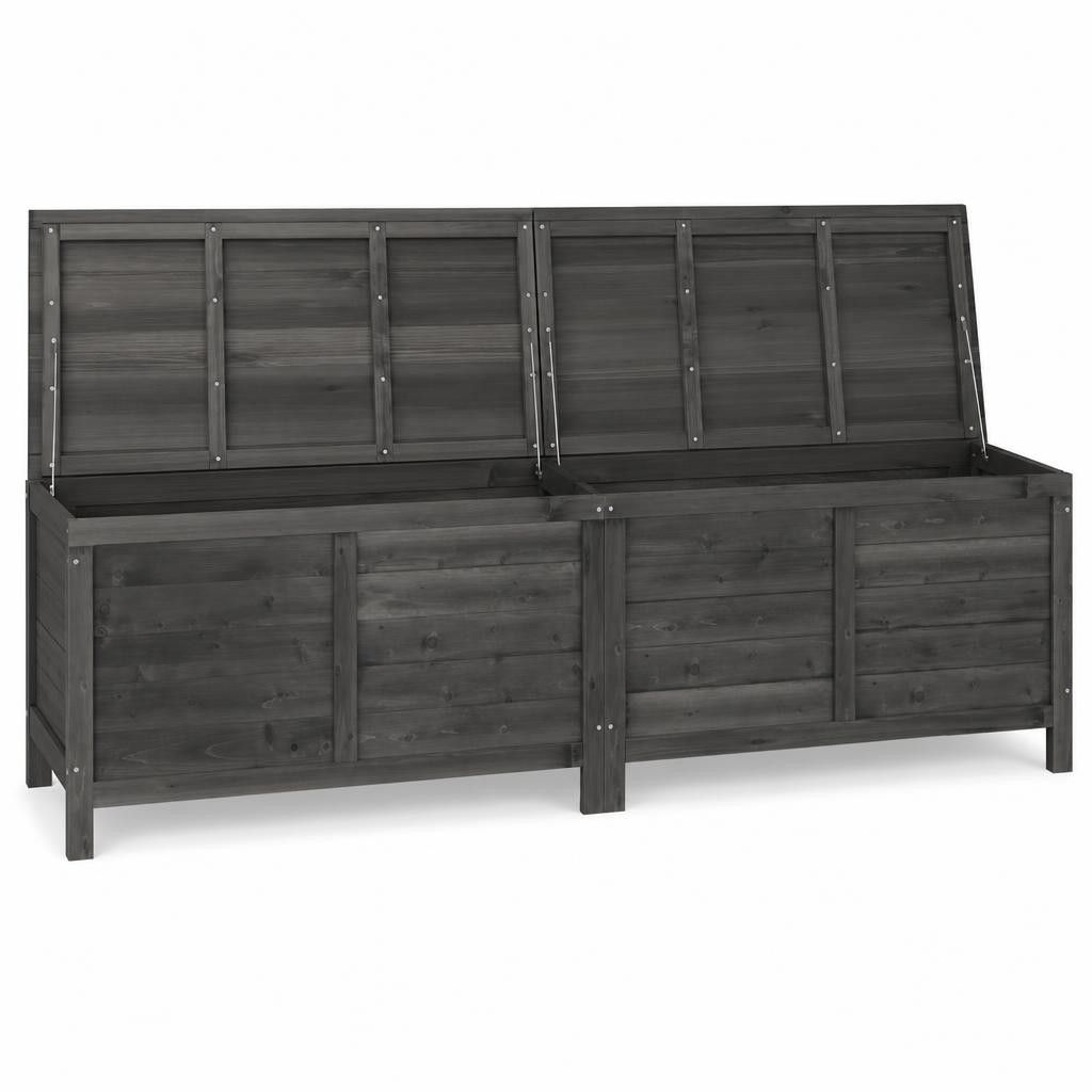 Contenitore Giardino Antracite 198,5x50x56,5 cm Massello Abete