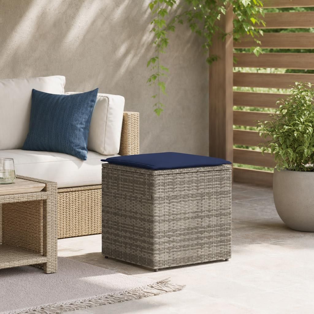 Scatola per Cuscini Grigio 50 x 50 x 50 cm polyrattan