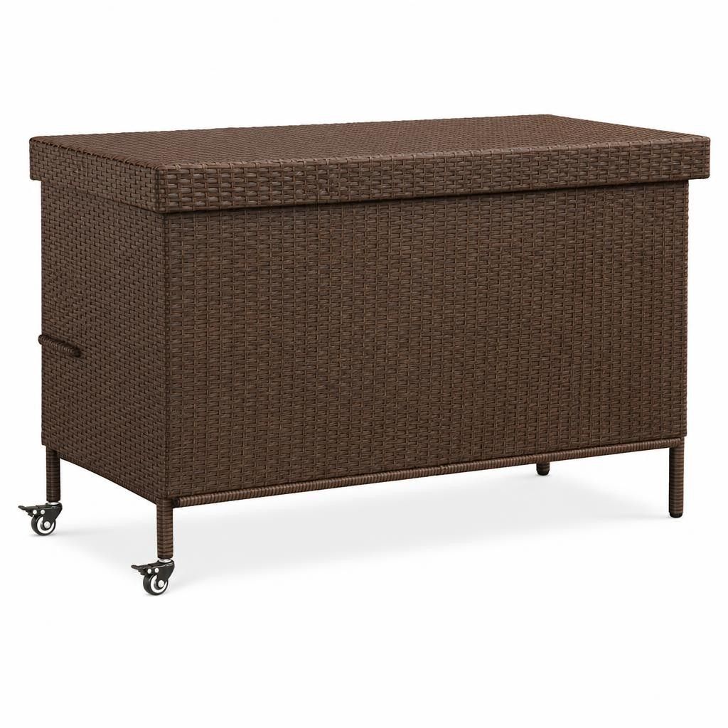 Contenitore da Giardino con Ruote Marrone Polyrattan