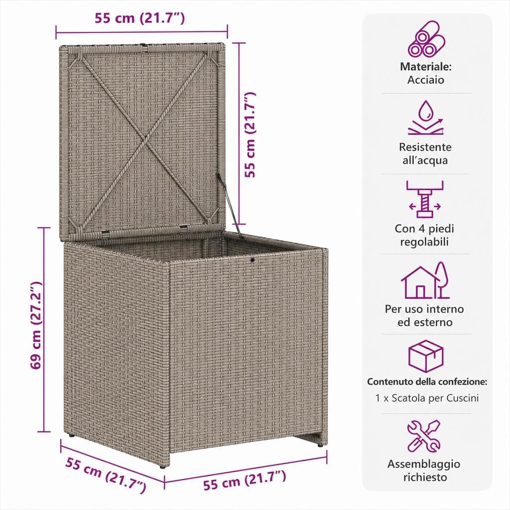 Scatola per Cuscini 55 x 55 x 69 cm acciaio