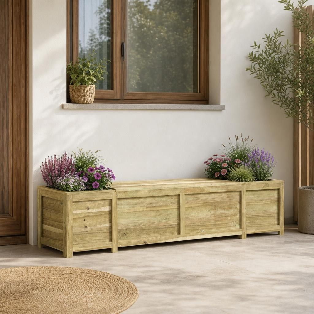 Panchina da giardino con fioriera Legno di Pino Impregnato