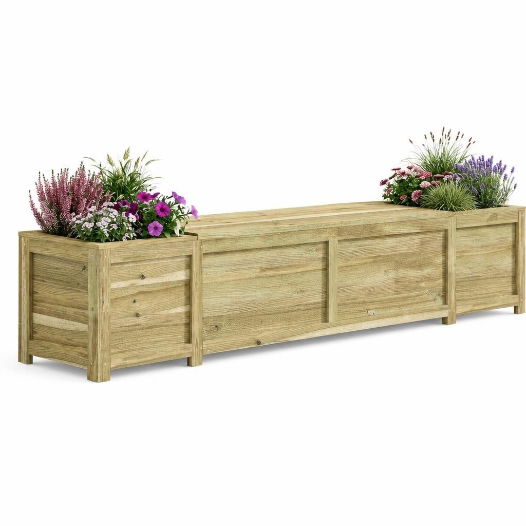 Panchina da giardino con fioriera Legno di Pino Impregnato