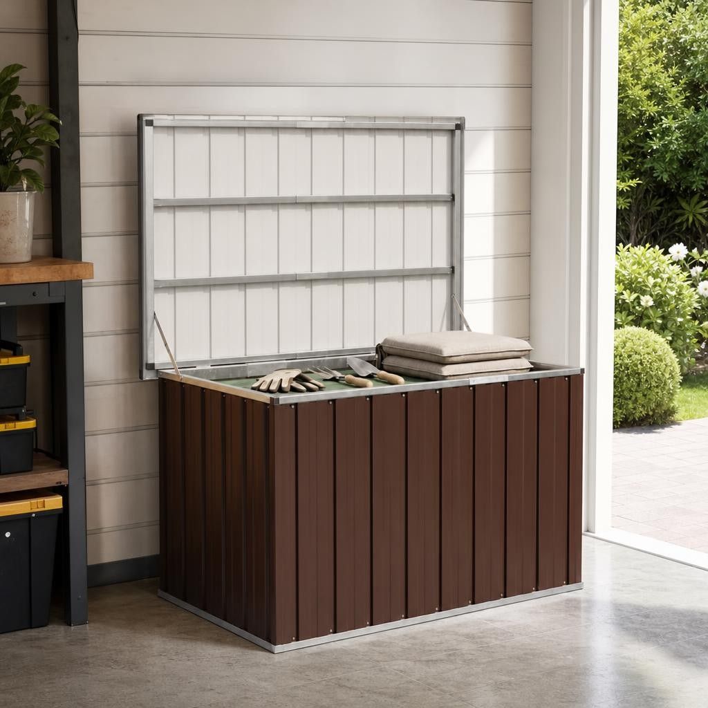 Baule da giardino marrone 109x67x65 cm