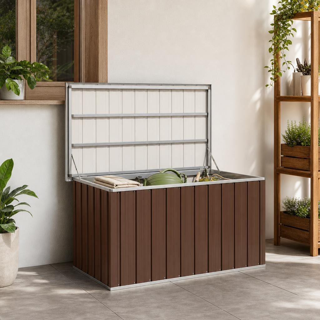 Baule da giardino marrone 129x67x65 cm