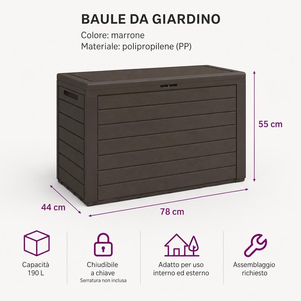 Baule da Giardino Marrone 78x44x55 cm