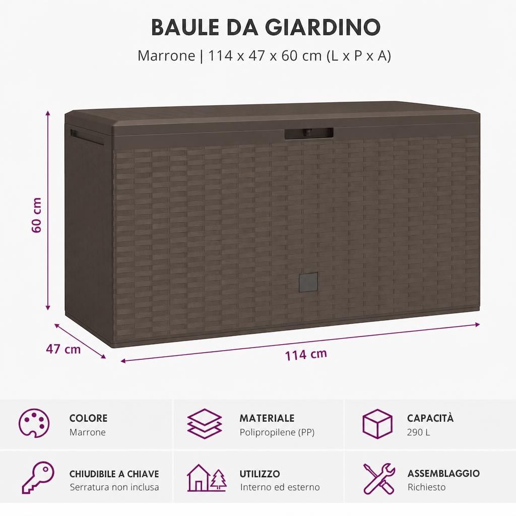 Baule da Giardino Marrone 114x47x60 cm