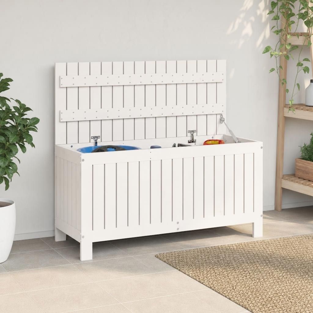 Contenitore Giardino Bianco 108x42,5x54 cm Legno Massello Pino