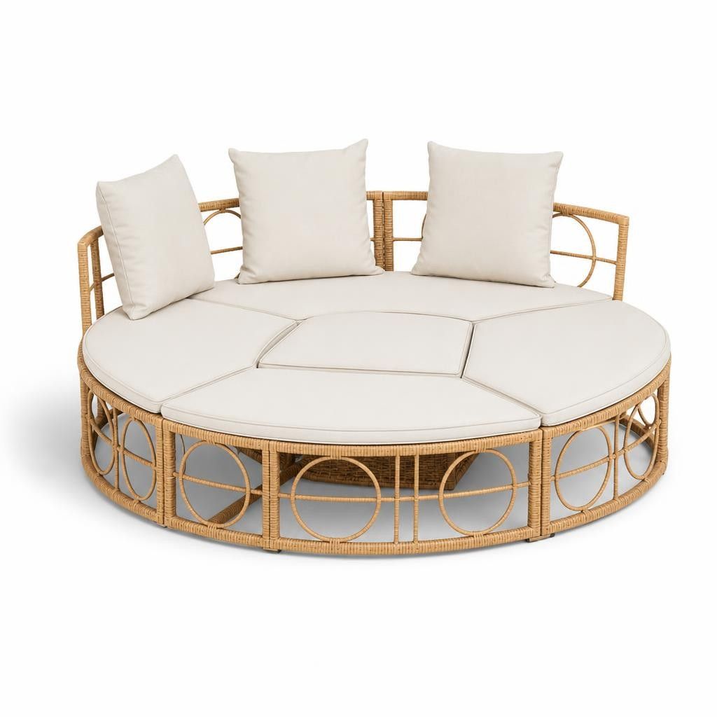 Lettino Prendisole Esterno senza Tetto in Polyrattan