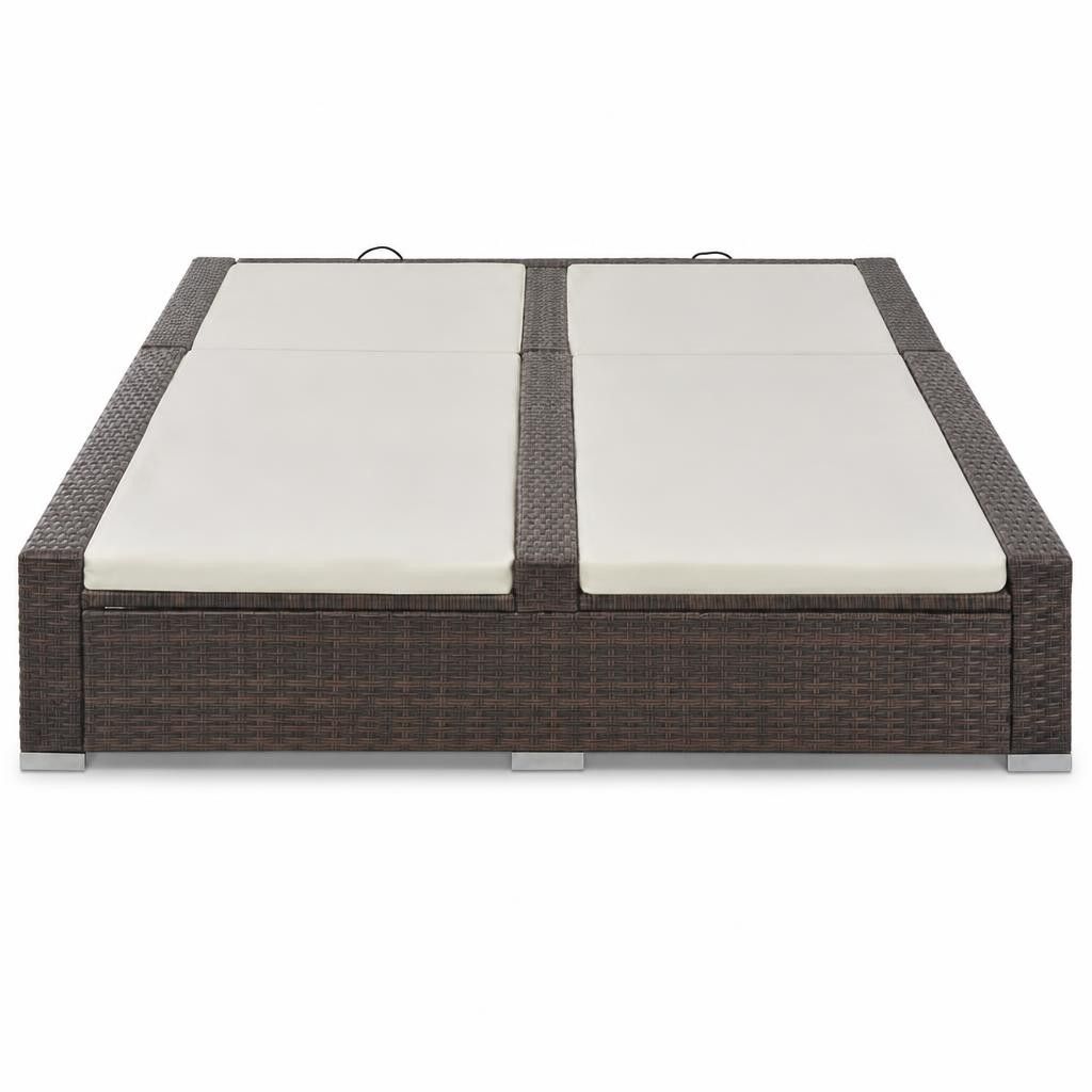 Lettino Prendisole Doppio in Polyrattan Marrone
