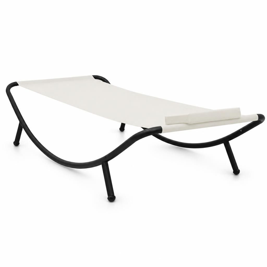 Lettino da Giardino Crema 200x90 cm in Acciaio