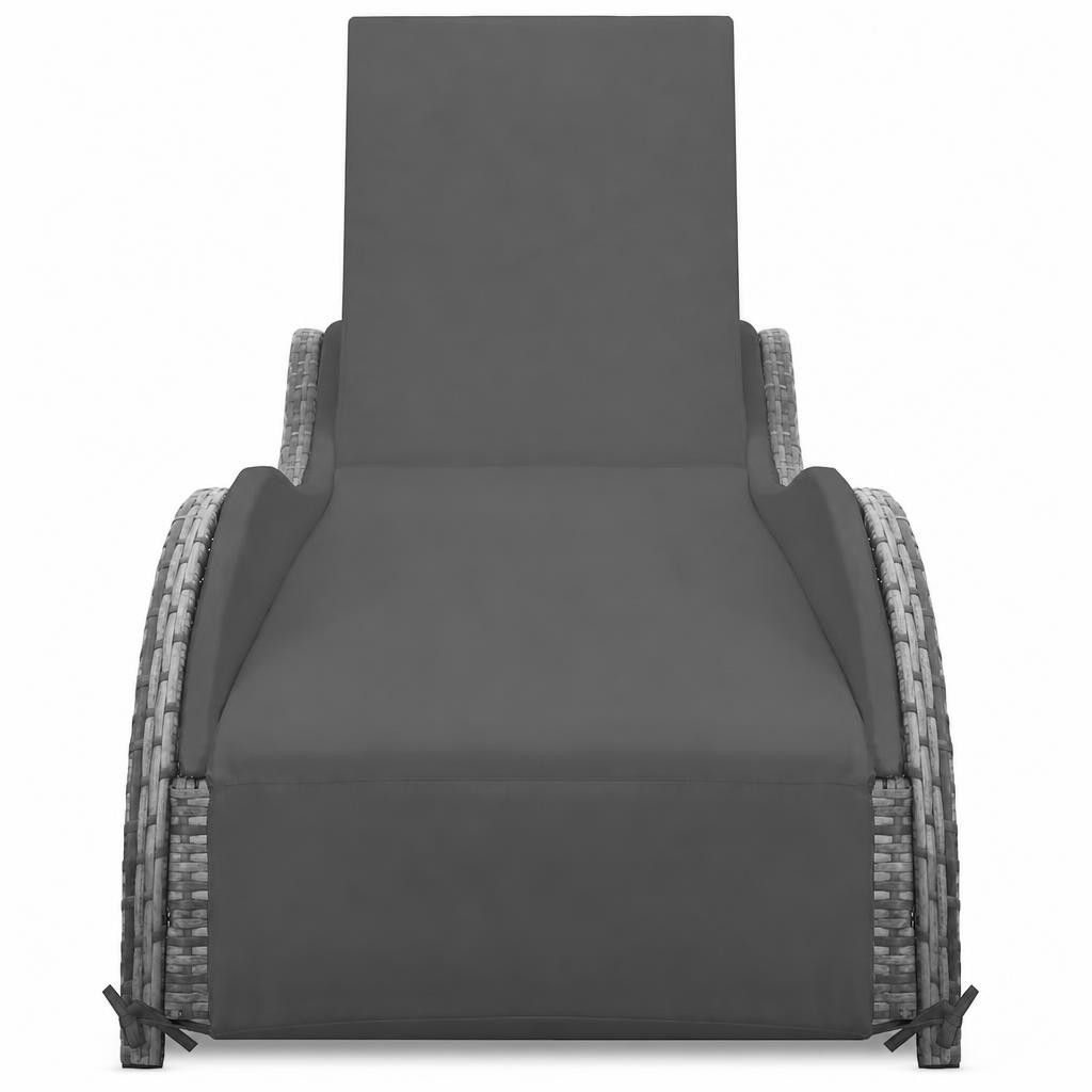 Lettino Prendisole con Cuscino in Polyrattan Antracite