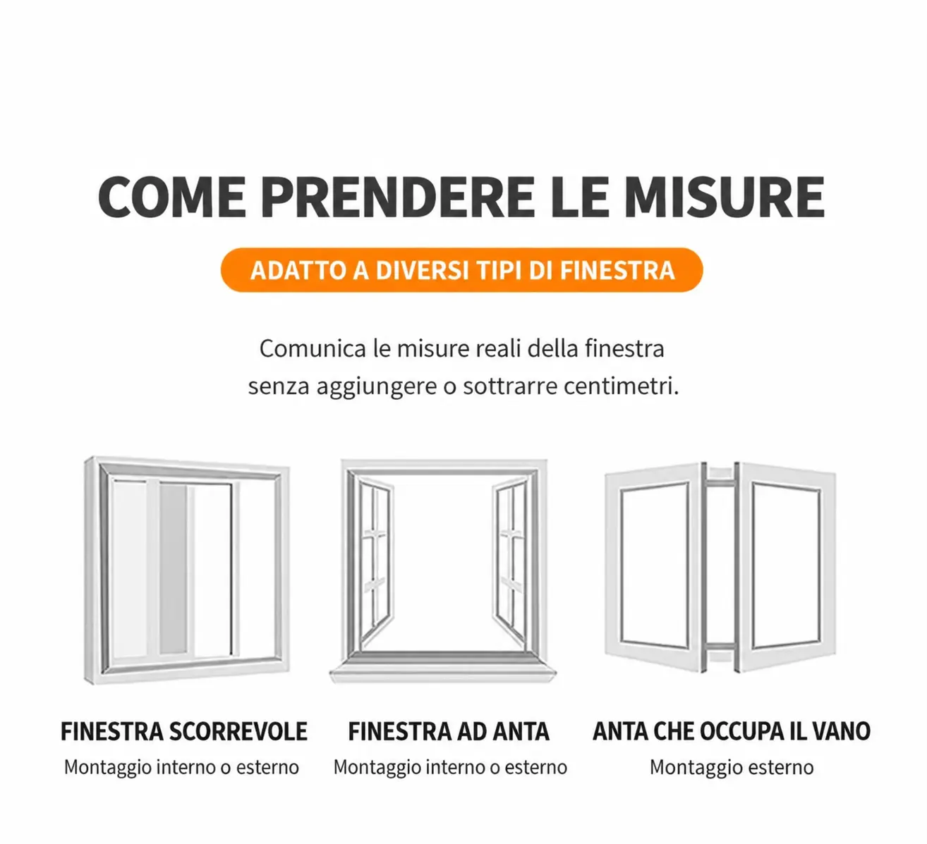 Esempi in italiano per la misurazione delle finestre